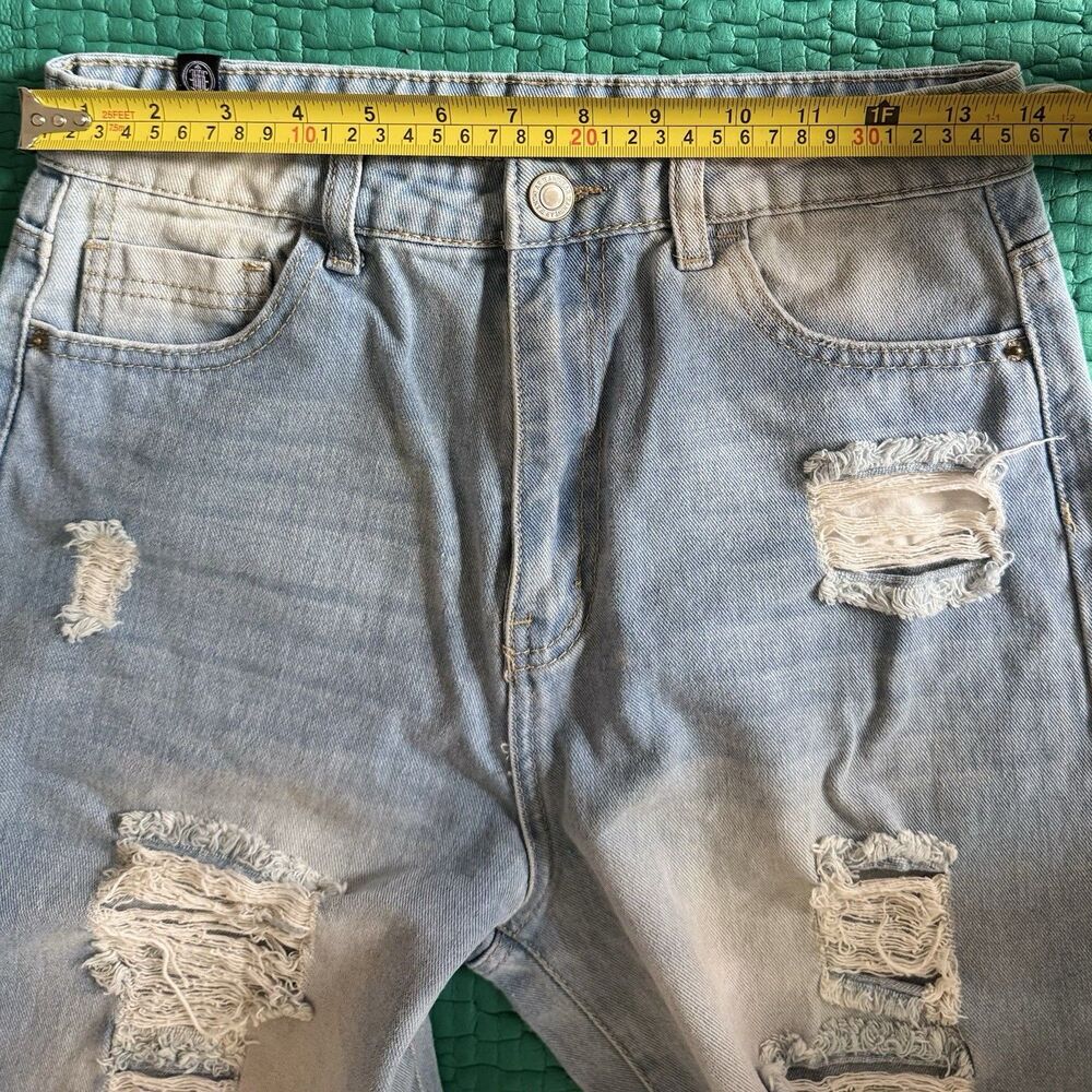 Y2K Elite Jeans Distressed Denim Jeans Raw Hem Pants Light Blue Wash Womens Sz 9 - Picture 6 of 16